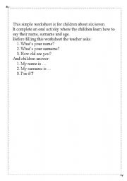 English Worksheet: identity card