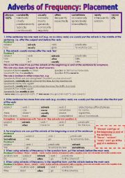 English Worksheet: Adverbs of Frequency: Placement Rules