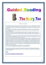 Reading & writing Project (Final task= writing a story): The hairy toe, MYTH. (8 pages, 34 tasks, detailed KEY included)