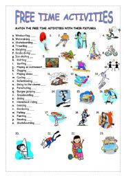 English Worksheet:  FREE TIME ACTIVITIES