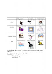 English worksheet: communicative activity past progressive