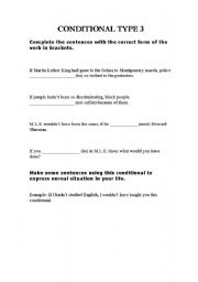 English Worksheet: conditional type 3