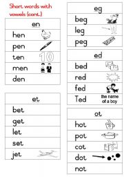 English Worksheet: Short words Handout 4