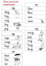 English Worksheet: Short words Handout 5