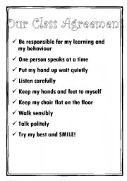 English Worksheet: Class Behaviour Agreement
