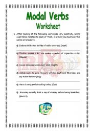 English worksheet: Modal Verbs