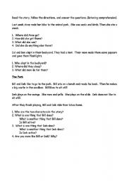 English Worksheet: Language Comprehension/Mixed Questions
