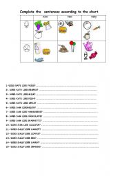 English worksheet: like  / dislike