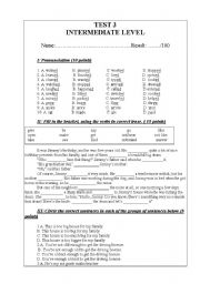 An useful intermediate level test ( practise grammar, structure, pronunciation, vocabulary ...)
