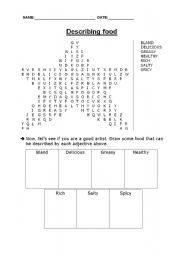 English Worksheet: Describing food