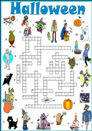 English Worksheet: Halloween crossword