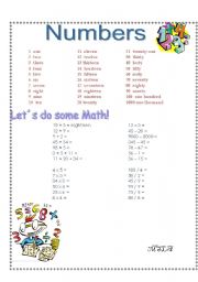 English Worksheet: Numbers