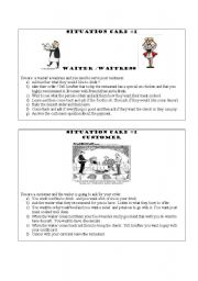 English Worksheet: Restaurant  Conversation Cards 1 