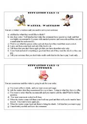 English Worksheet: Restaurant Cue card 