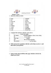 English Worksheet: Song: how could an angel break my heart - past simple