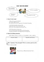 English worksheet: Present simple vs. present continuous