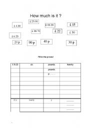 English worksheet: How much is it?