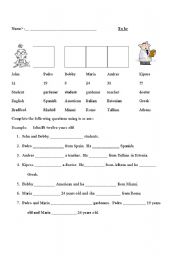 English Worksheet: To be worksheet