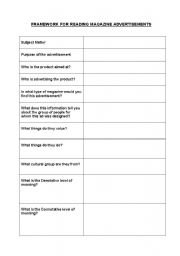 English Worksheet: Analysing Magazine Advertisements