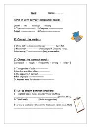 English Worksheet: 10 minutes quiz