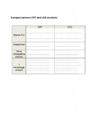 English worksheet: Types of monitors