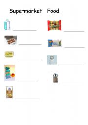 English Worksheet: Supermarket shopping: Food