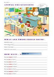 English Worksheet: SCHOOL THINGS - THERE IS THERE ARE