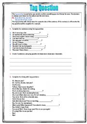 English worksheet: Tag Question