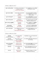 English worksheet: phrasal verbs and exercises