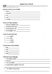 English worksheet: English Test n 2 Row B