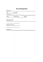 English worksheet: My first autobiography