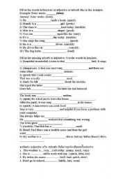English worksheet: Adjectives and Adverbs Exercise