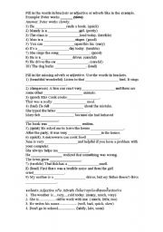 English Worksheet: Adjectives and Adverbs Exercise