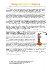 English Worksheet: History and customs of Halloween