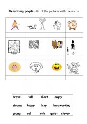 English worksheet: Describing people; adjectives