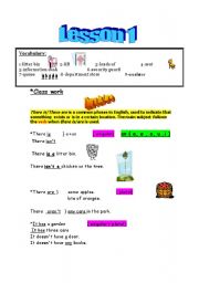 English Worksheet: Vocabulary+There is /are+It has