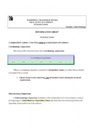 English worksheet: conjunctions