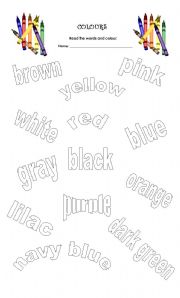 English Worksheet: Colour Words