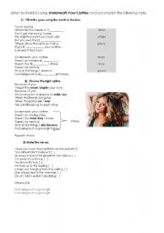 English Worksheet: song Underneath your clothes by Shakira
