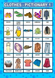 English Worksheet: CLOTHES- PICTIONARY