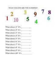 English worksheet: what colour are the numbers?