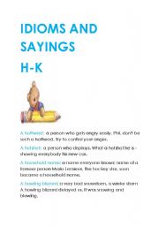 IDIOMS AND SAYINGS H-K