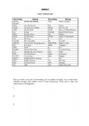 English Worksheet: Shortenings for text messages.
