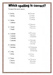 English Worksheet: mispelt words
