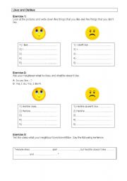 English Worksheet: Likes and Dislikes