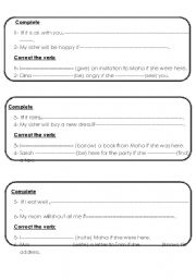 English worksheet: coditionals work sheet