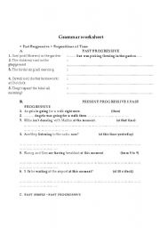 English worksheet: gramma revision workseet