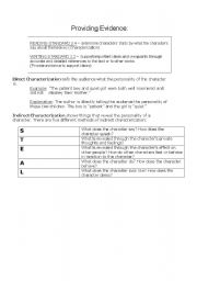 English worksheet: Indirect Characterization in Forged by Fire, Chapter 1