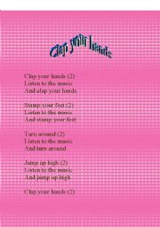 English worksheet: clap your hands song
