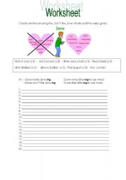 English worksheet: likes and dislikes